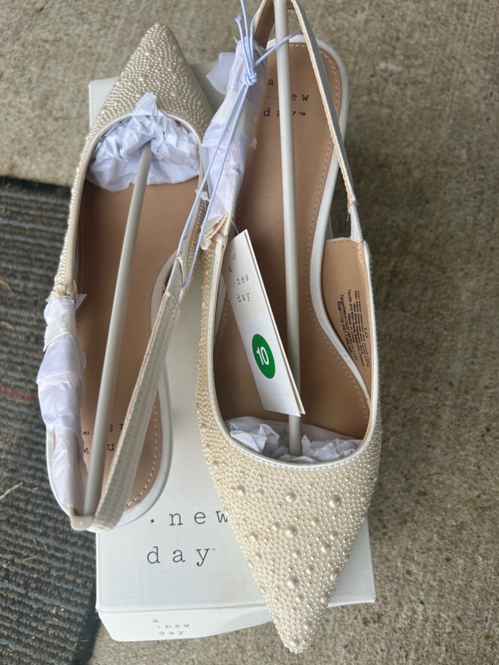 a new day Ivory Pearl-Embellished Pointed Slingback Mules - Picture 3 of 6